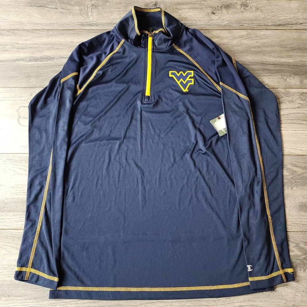 Navy Blue Champion Dri-Fit West Virginia Mountaineers Long Sleeve t-shirt Mens S